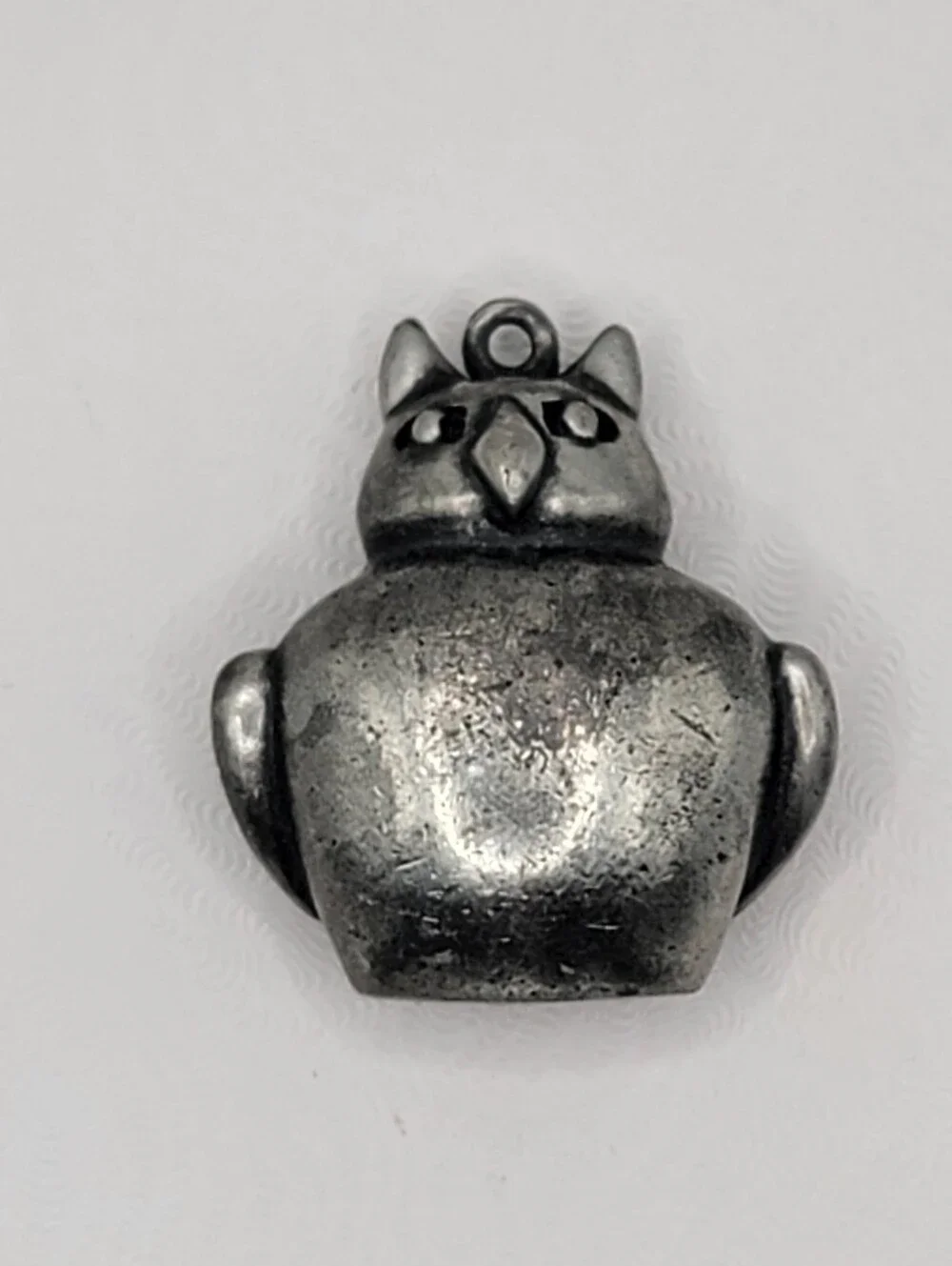 Vintage JPD Silver Tone Owl Pendant Hidden Compartment